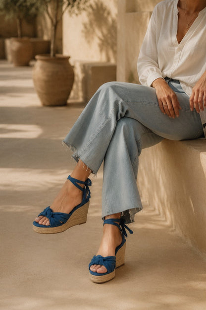 Knotted Ankle-Tie Espadrille Wedges - Ready to Ship