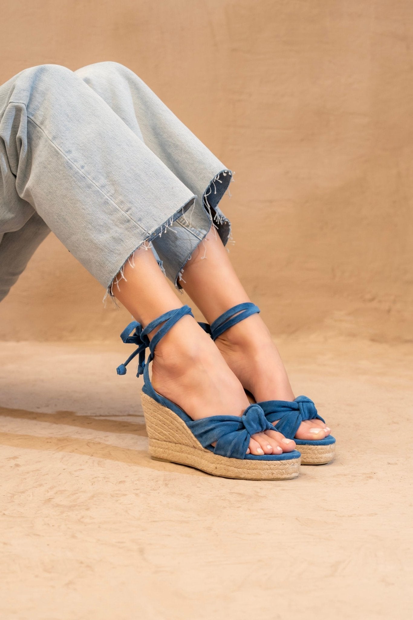 The Workshop - Knotted Ankle - Tie Espadrille Wedges